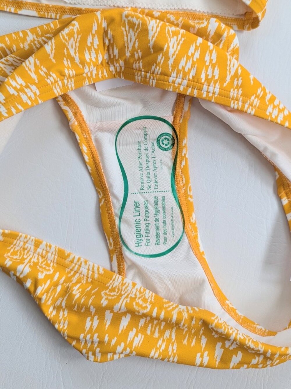 NWT Loft Ikat Print Bikini 2 Piece Set Swim Suit Size Medium Mustard White - Picture 6 of 9